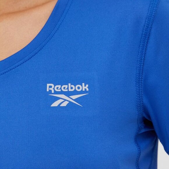 REEBOK womens  PlayDRY Blue Short Sleeve Athletic Fitness Workout Shirt Sz M - Picture 1 of 15